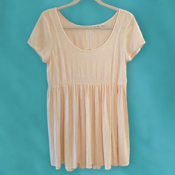 Talula Peach Empire Waist Short Sleeve Babydoll Tunic Dress Top Womens Small - Picture 5 of 9